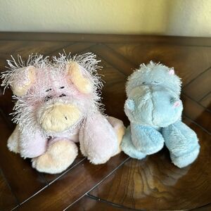 Webkinz Pink Pig Blue Hippo Plush‎ Stuffed Animal Set Of 2 Great Condition